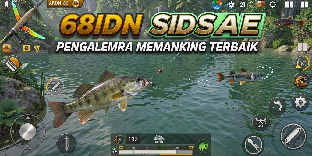 Screenshot gameplay 68IDN dengan aksi memancing yang seru.