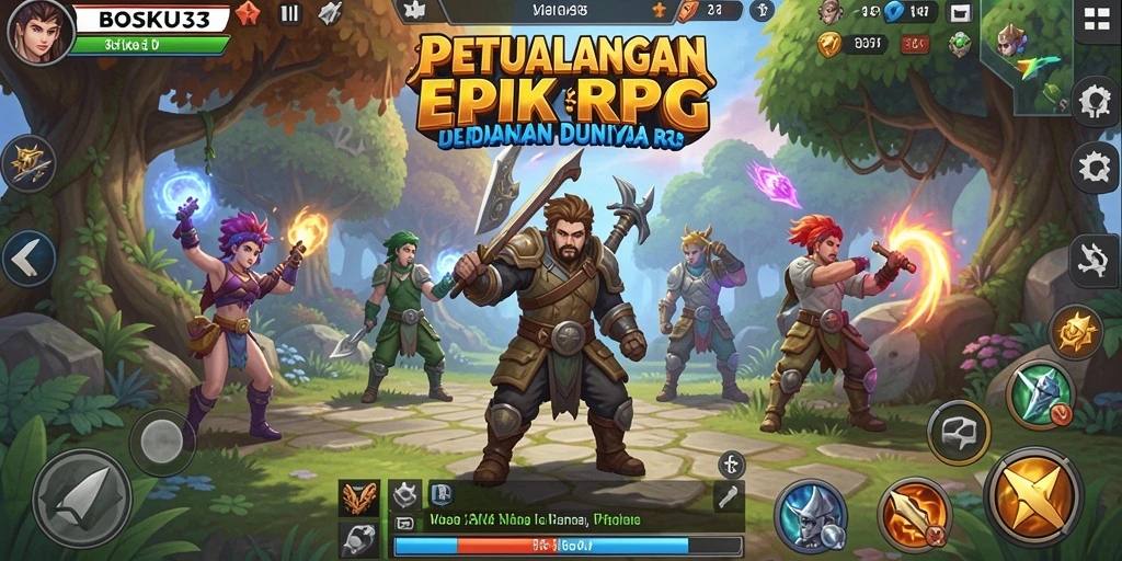 Screenshot menampilkan aksi epic dalam pertempuran RPG yang mendebarkan.