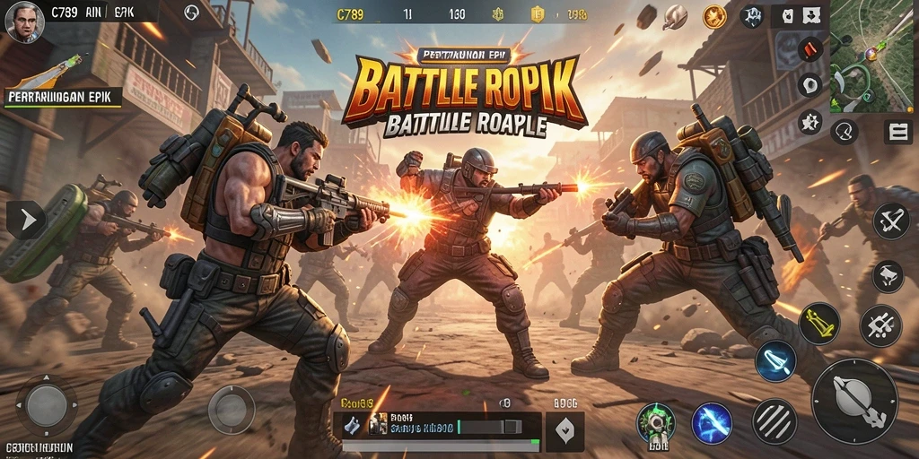 Tangkapan layar gameplay C789 menampilkan aksi Battle Royale yang seru.