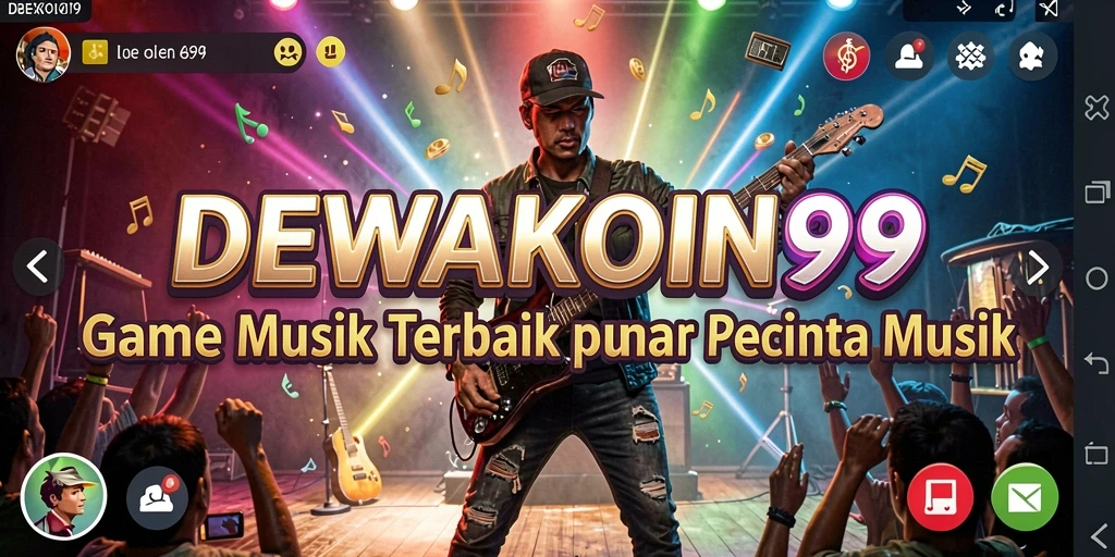 Tampilan gameplay interaktif DEWAKOIN99 dengan alat musik virtual.