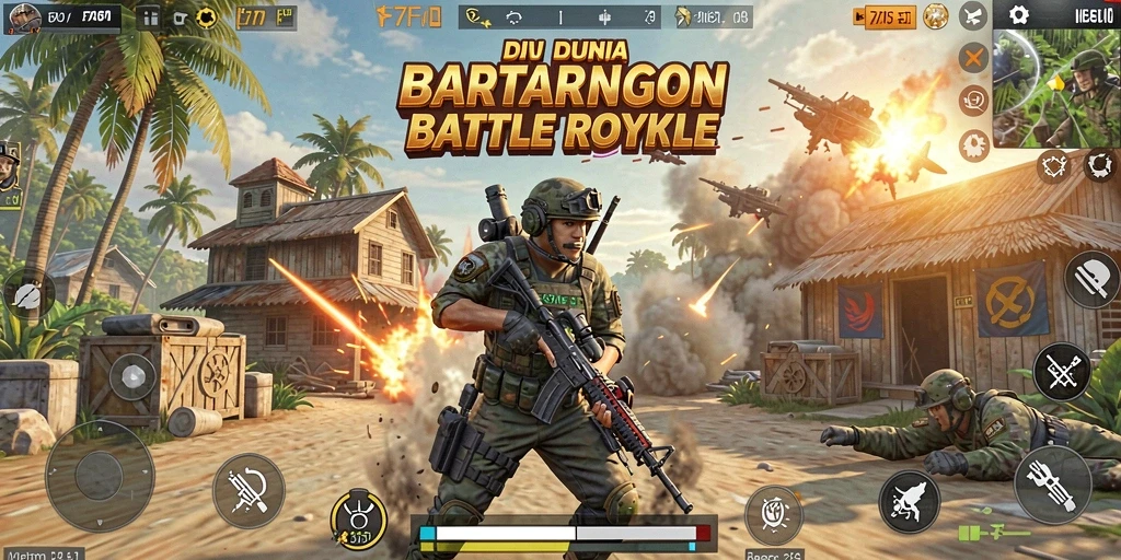 Tampilan gameplay F7F7 yang seru dan mendebarkan di arena Battle Royale.