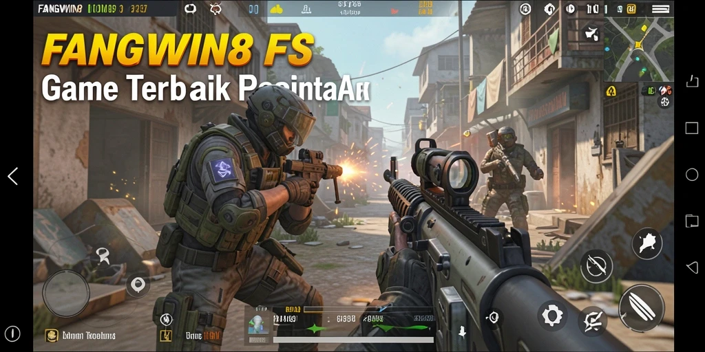 Screenshot menampilkan karakter dalam aksi tembak-menembak FPS.