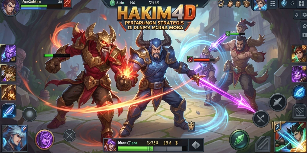Gameplay seru dan strategi dalam HAKIM4D saat bertarung di arena MOBA.