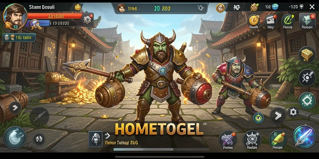 Tangkapan layar HOMETOGEL menampilkan aksi seru di gameplay SLG.