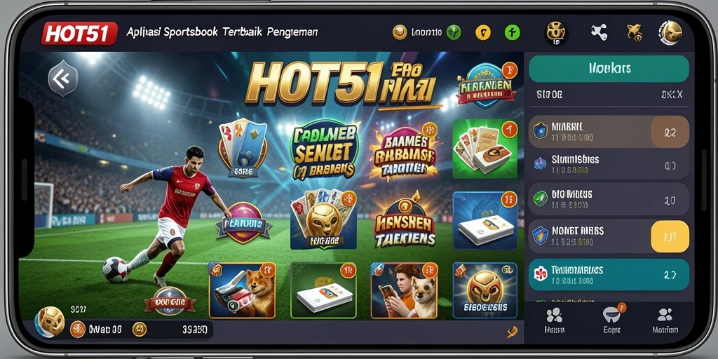 Tampilan antarmuka aplikasi SPORTSBOOK HOT51 yang menarik dan interaktif.