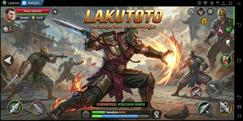 Screenshot menampilkan pertarungan intens dalam game LAKUTOTO.