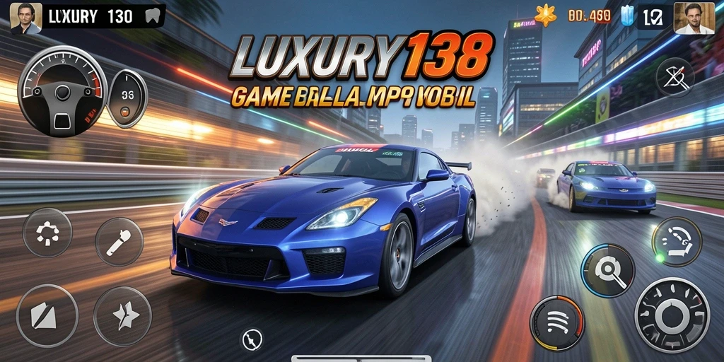 Screenshot gameplay LUXURY138 menunjukkan aksi balapan yang mendebarkan.