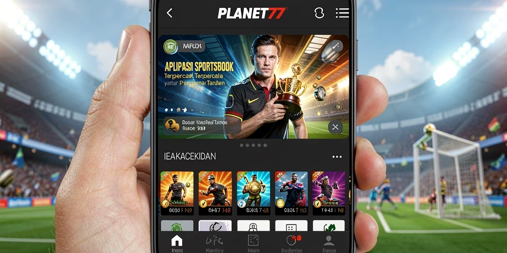 Tampilan utama aplikasi PLANET77 dengan berbagai pilihan taruhan olahraga.