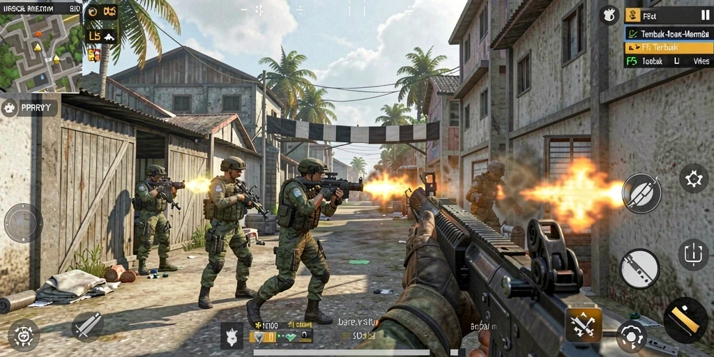 Screenshot gameplay PPRRYY dengan suasana pertempuran yang intens.