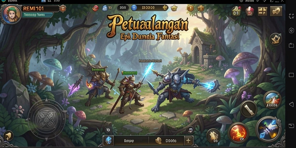 Tangkapan layar REMI101 menunjukkan aksi pertarungan yang mendebarkan dalam gameplay RPG.
