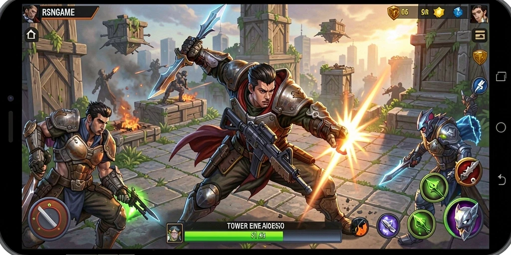 Tampilan seru gameplay RSNGAME dalam Tower Defense.