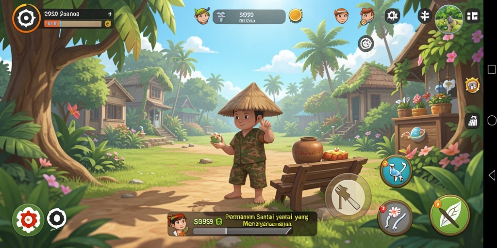 Screenshot gameplay S9S9 dengan grafis cerah dan menarik.