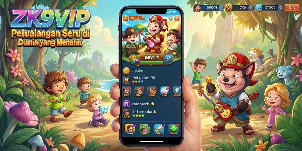 Tangkapan layar ZK9VIP menampilkan aksi petualangan yang mendebarkan.